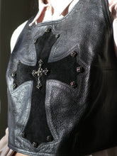 Load image into Gallery viewer, Vtg Amal Guessous Cross Leather Vest-sz M