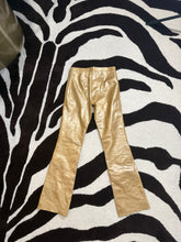 Load image into Gallery viewer, 90s Vivienne Tam Low Rise Gold Leather Pants-sz 0/2