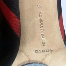 Load image into Gallery viewer, Alchimia Di Ballin Racing Stripe Heels/sz 38/7.5