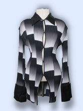 Load image into Gallery viewer, Fabrique Pleated Illusion Checked Blouse-S