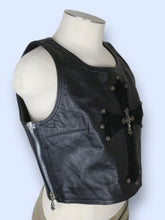 Load image into Gallery viewer, Vtg Amal Guessous Cross Leather Vest-sz M