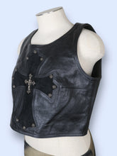 Load image into Gallery viewer, Vtg Amal Guessous Cross Leather Vest-sz M
