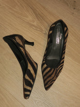 Load image into Gallery viewer, Y2K Donald J Pliner Zebra Sock Heels-sz 7.5
