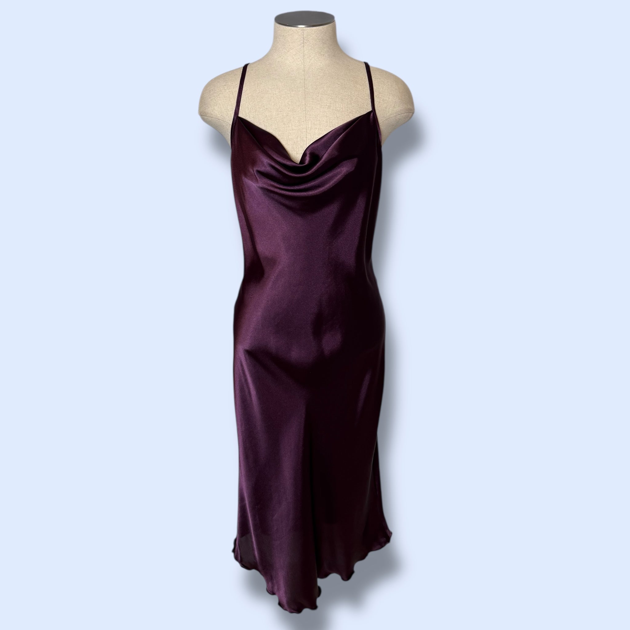 plum satin midi dress Bebe Plum Satin Midi Dress-sz S