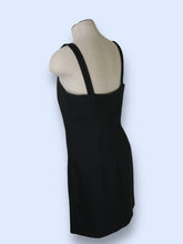 Load image into Gallery viewer, Black Rosette High Neck Mini Dress-sz 8

