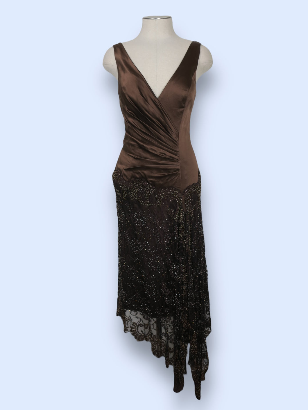 Beaded Drop Waist Scarf Dress-sz L