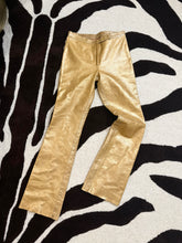 Load image into Gallery viewer, 90s Vivienne Tam Low Rise Gold Leather Pants-sz 0/2
