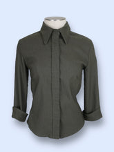 Load image into Gallery viewer, HeartMoonStar Olive Collared Top-sz S
