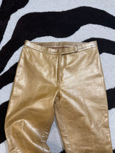 Load image into Gallery viewer, 90s Vivienne Tam Low Rise Gold Leather Pants-sz 0/2

