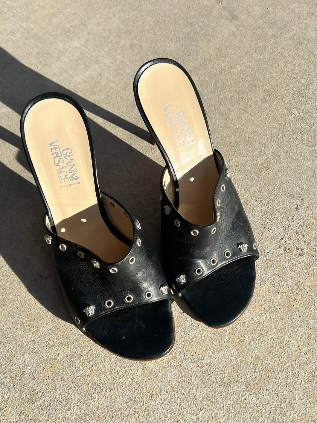 Versace Studded Leather Mule Heels-sz 6