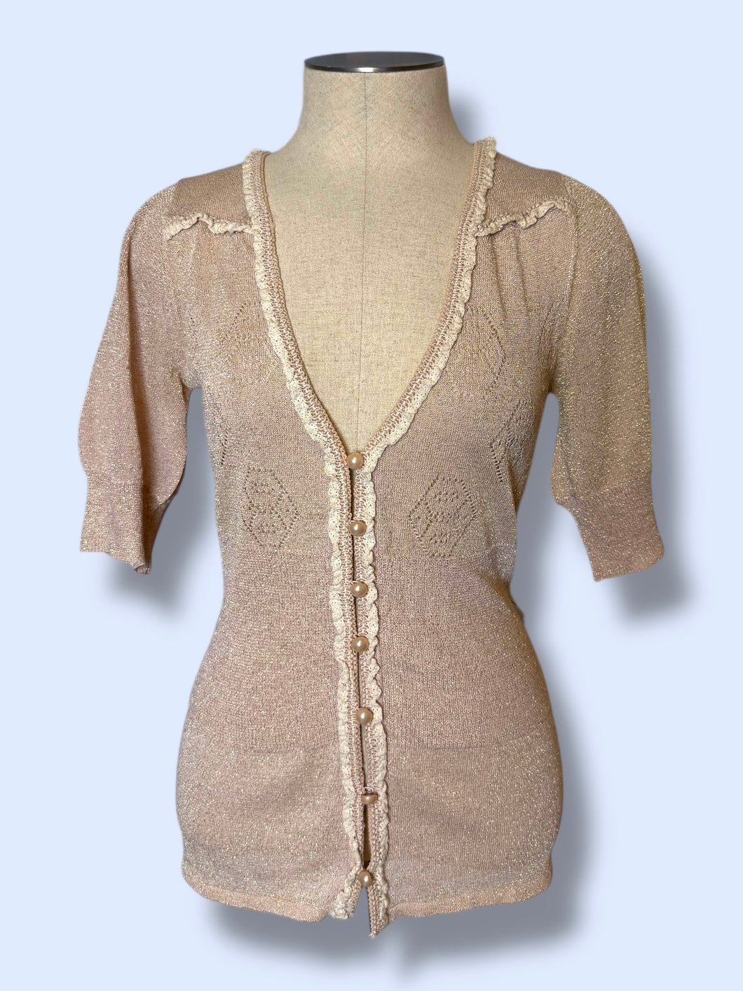 Y2K Dainty Champagne Cardi-sz S