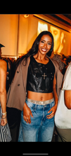 Load image into Gallery viewer, Vtg Amal Guessous Cross Leather Vest-sz M
