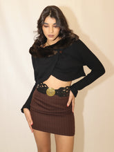 Load image into Gallery viewer, XOXO Brown Pinstripe Mini Skirt-sz 1
