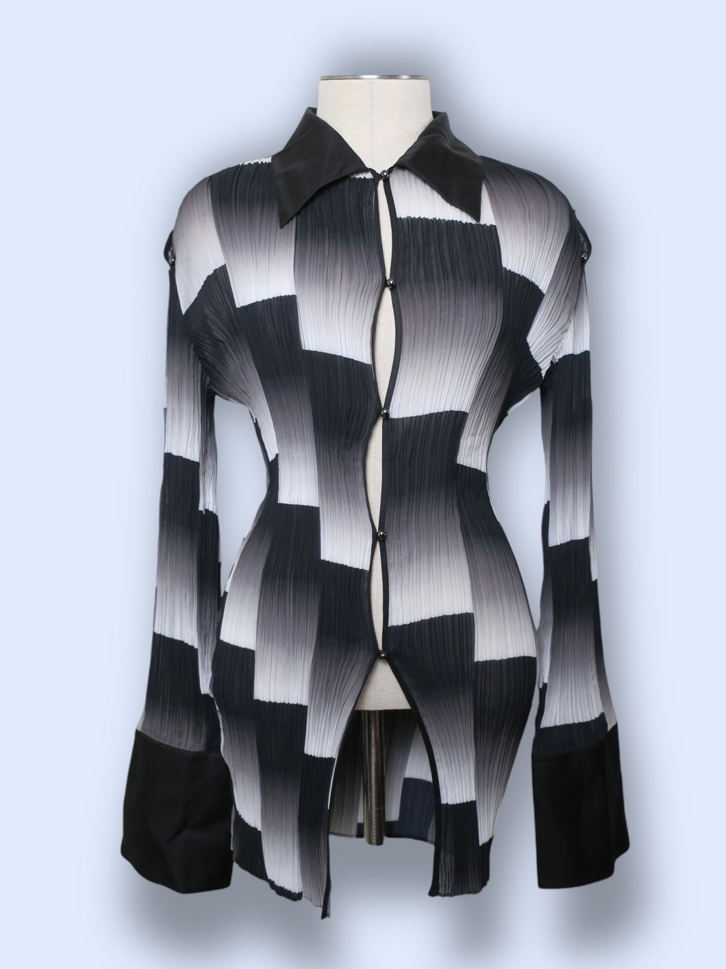 Fabrique Pleated Illusion Checked Blouse-S