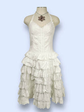 Load image into Gallery viewer, Betsey Johnson Runway Drop Waist White Eyelet Tiered Dress-sz S
