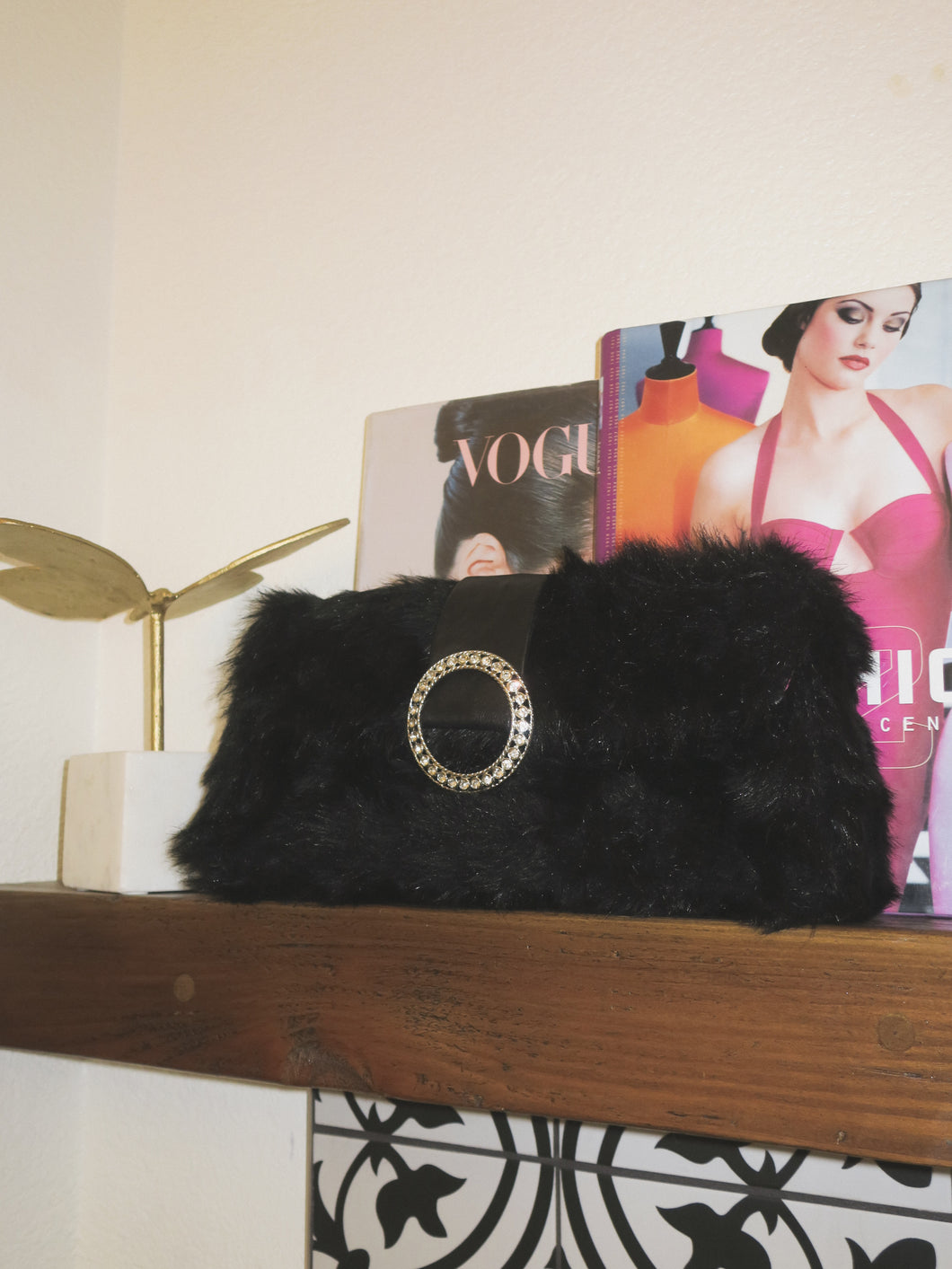 Large Fuzzy Glam Purse Clutch