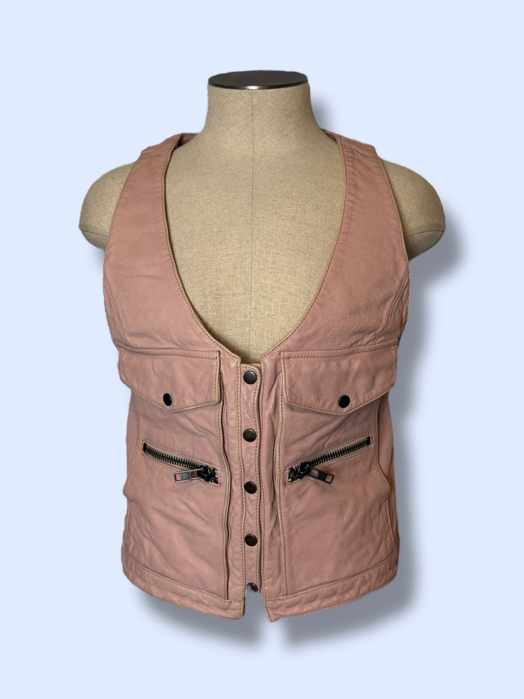 Charlotte Ronson Baby Pink Leather Vest-sz 0/XS