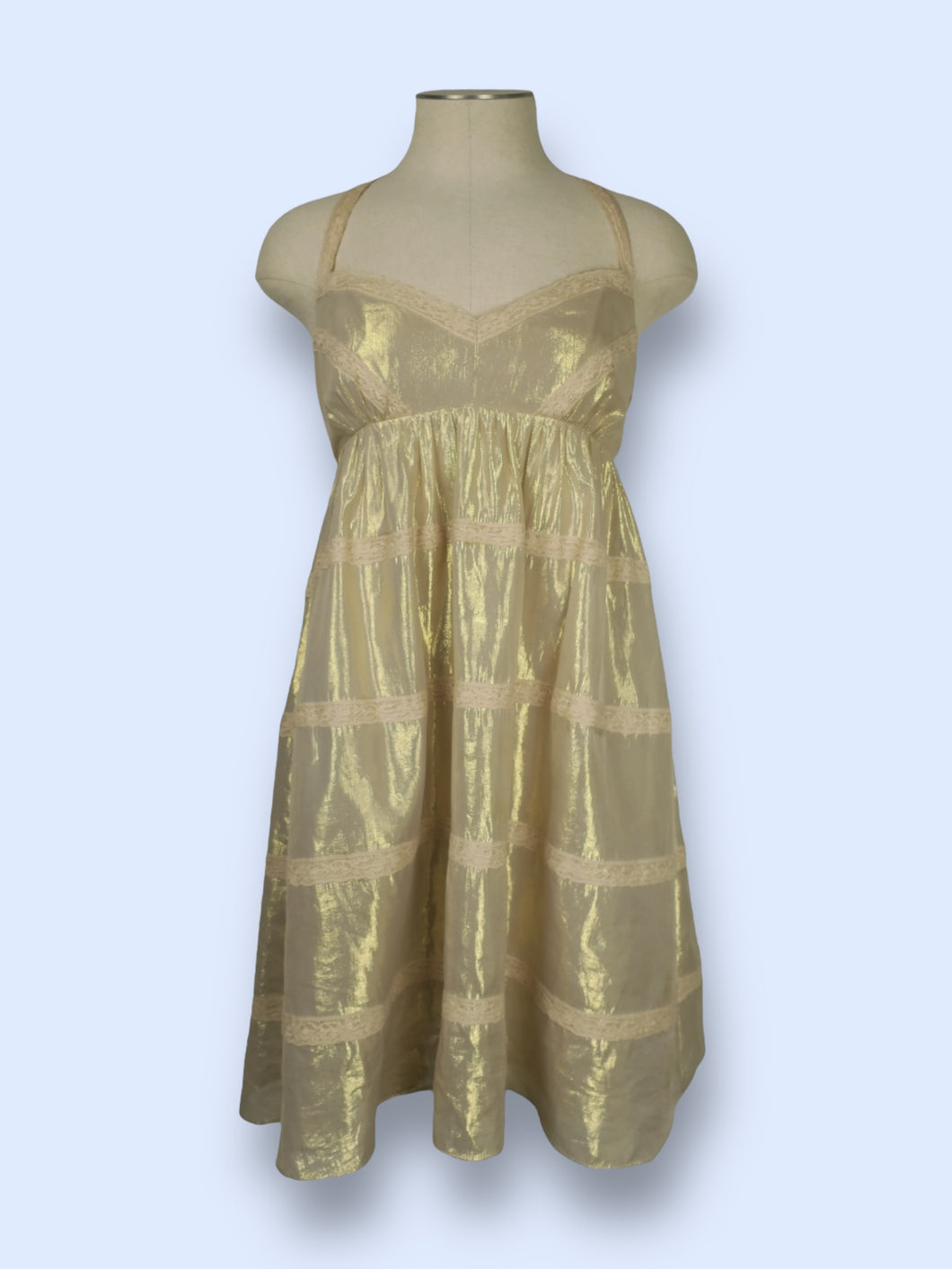 Betsey Johnson Metallic Gold Cottage Dress-sz 2/4