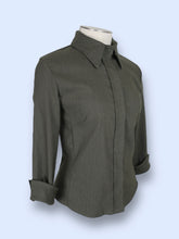 Load image into Gallery viewer, HeartMoonStar Olive Collared Top-sz S
