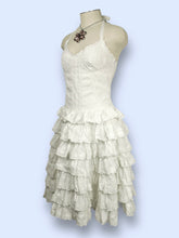 Load image into Gallery viewer, Betsey Johnson Runway Drop Waist White Eyelet Tiered Dress-sz S
