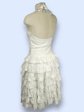 Load image into Gallery viewer, Betsey Johnson Runway Drop Waist White Eyelet Tiered Dress-sz S
