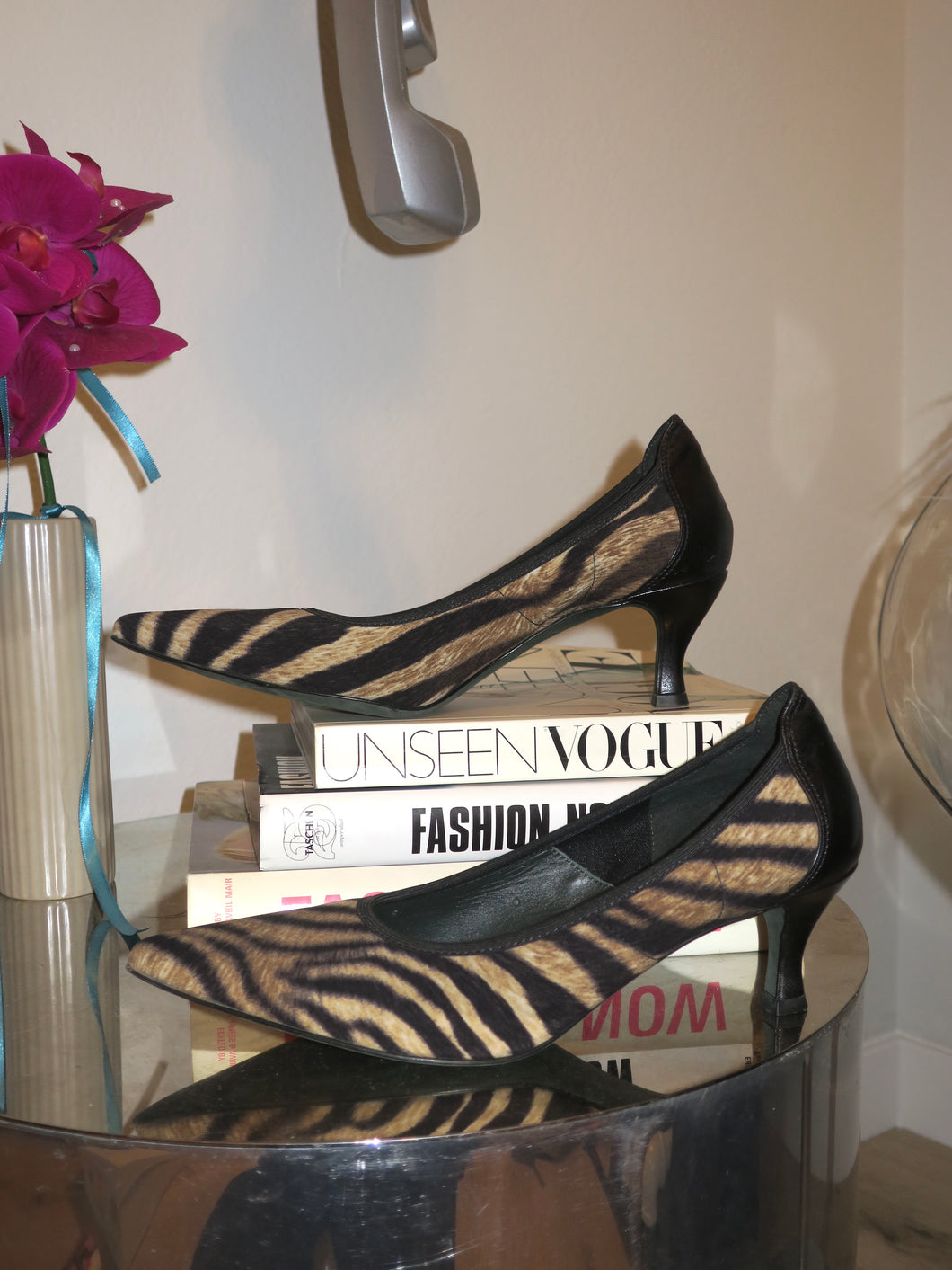 Y2K Donald J Pliner Zebra Sock Heels-sz 7.5